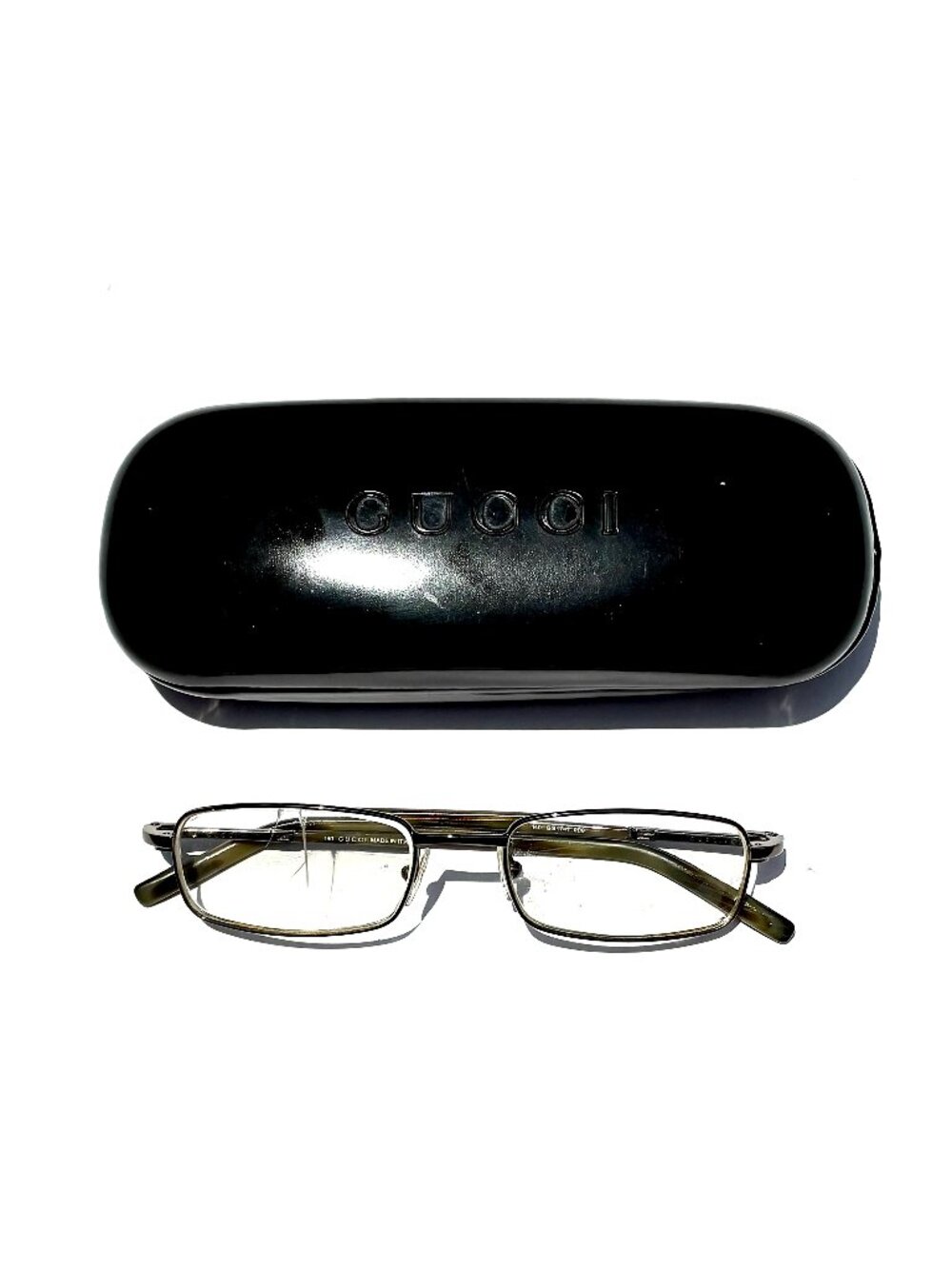 VTG Gucci GG1741 9B9 Eyeglass Frames, Gunmetal with Case, Italy